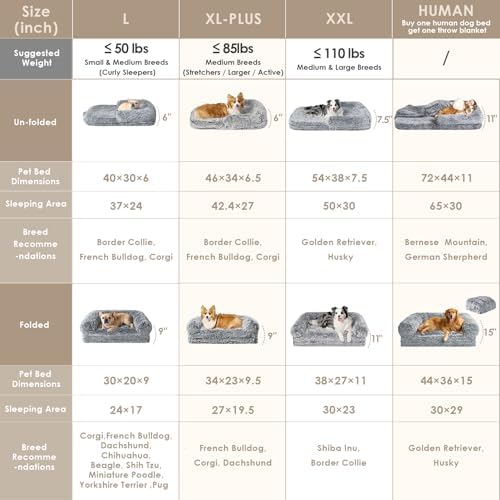 EHEYCIGA Orthopedic Foldable Human Dog Bed - Image 2
