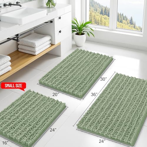 Smiry Bathroom Rugs 59X20, Extra Soft Rubber Backing Chenille Bath Mats - Image 2