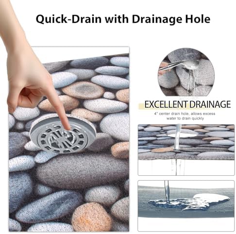 Square Shower Mat, Yonala 27 x 27 Inch Stylish Non Slip Shower Mats - Image 5