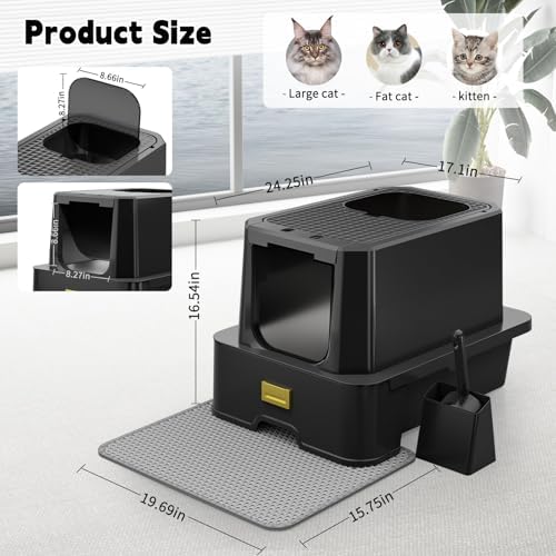 RIZZARI Enclosed Cat Litter Box: Stainless, Top Entry, Easy Clean - Image 2