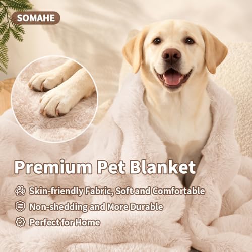 SOMAHE Dog Blanket for Couch Bed, Soft Faux Fur, Large 39x31 Milky White - Image 2