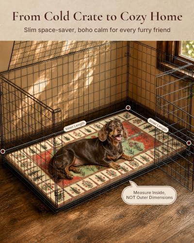 Exsnugy Dog Crate Pad, Boho Washable Dog Bed Mats - Image 5