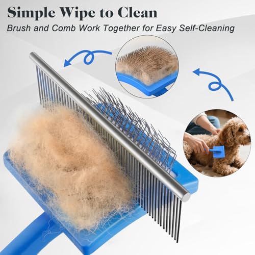 2PCS Slicker Brush for Dogs & Pet Comb, Professional Dog Grooming Brush - Image 5