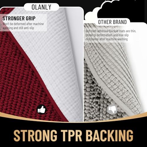 OLANLY Thick Chenille Small Bathroom Rugs Mats 24x16 - Image 5