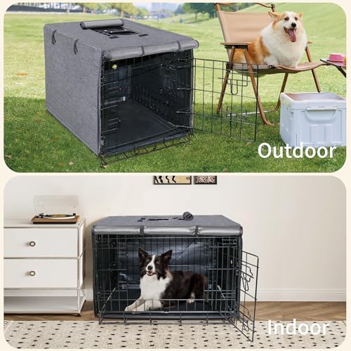 DONORO Dog Crate Cover, Waterproof Pet Kennel Cover 600D Heavy Duty Dog Cage - Image 6