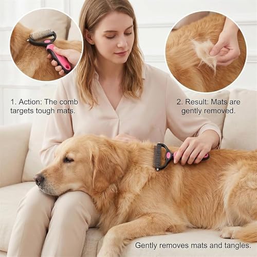 Pet Pro Grooming Tool, 2-in-1 Deshedding Dog Brush - Image 2