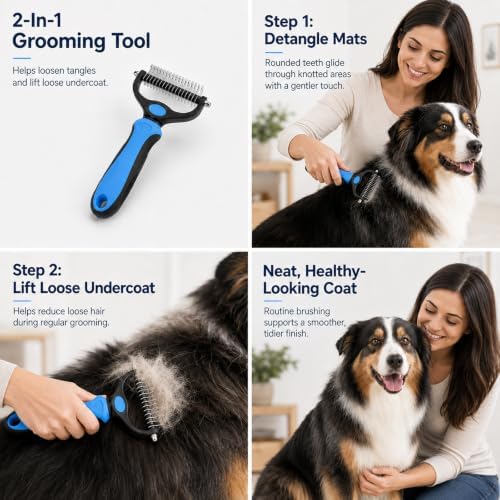 3 Pcs Dematting Comb for Dogs and Cats, Undercoat Rake Pet Brush and Metal Comb - Image 7