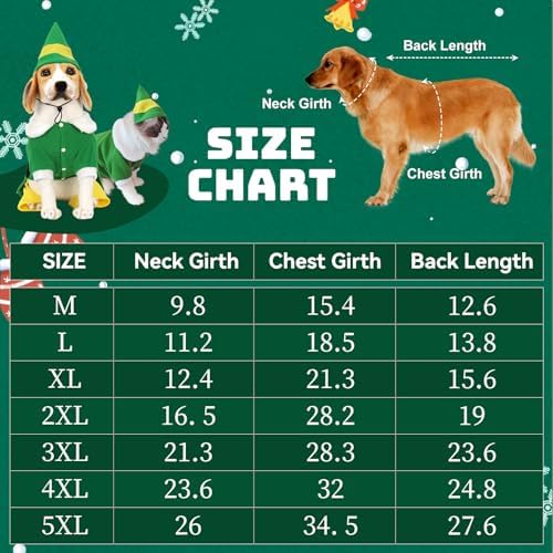 Dog Elf Christmas Outfit with Cap, Funny Party Cosplay Winter Warm Dogs Christmas Outfit (Green, X-Large) - Image 5