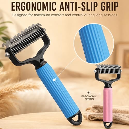 Pet Grooming Brush, Double-Sided Deshedding Dematting Tool - Image 3