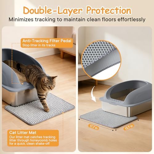 Stainless Steel Cat Litter Box, Large Metal Litter Boxes High Sides - Image 4