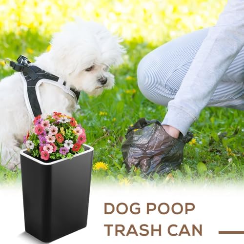 Jingmore Dog Poop Trash Can Outside 3.96 Gal/15 L, Colorful Flower Black - Image 5