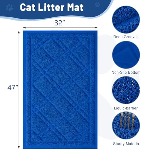 Smiry Cat Litter Box Mat 47x32, Non-Slip Water Resistant Litter Trapping Mat - Image 3