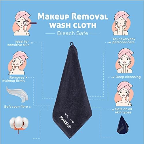 White Classic Bleach Safe Black Makeup Washcloths - Image 5
