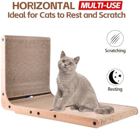 AUSCAT L-Shape Cardboard Cat Scratcher, 27.2 Inch Vertical Cardboard Scratcher - Image 3