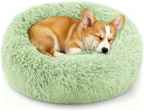 Calming Donut Dog and Cat Bed for Indoor Cats, Anti-Anxiety Round Fluffy Soft by Homeuslynn