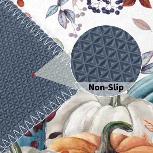 Giwawa Fall Orange Pumpkin Bath Rug Eucalyptus Leaves Bathtub Mat Soft Washable - Image 5