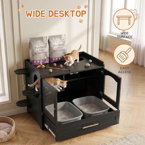 Cat Litter Box Enclosure Furniture, Dog Proof Hidden Litter Box Cabinet - Image 4