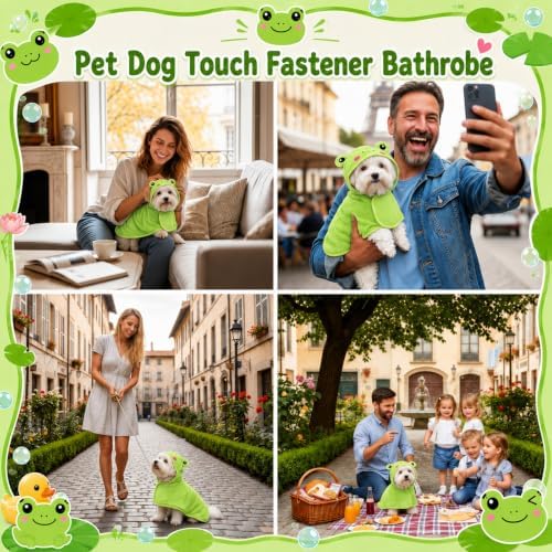Cuffbow Frog Hooded Dog Bath Towel Robe - Image 5