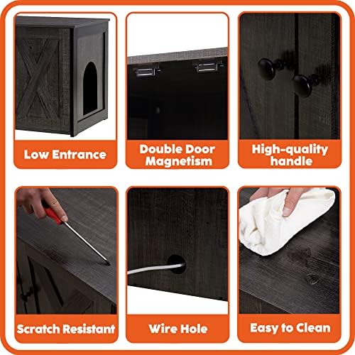 DWANTON Cat Litter Box Enclosure, Hidden Litter Box Furniture, 27.6 Inches - Image 6