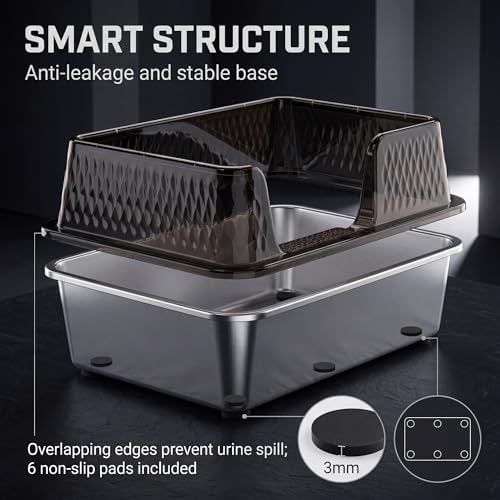 Suhaco Large Stainless Steel Litter Box Side Entry High Sides Deep Metal Cat - Image 5