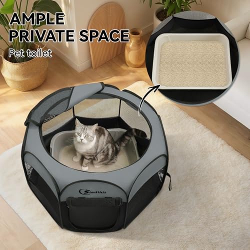 Siedihit Dark Grey Dog Cat Playpen, Puppy Pet Playpen, Small Dogs Tent - Image 6