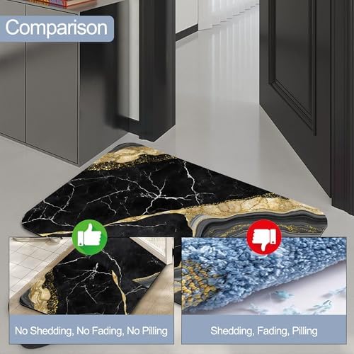 Black Gold Marble Bath Mat, Fast Drying Modern Stylish Bathmats - Image 4