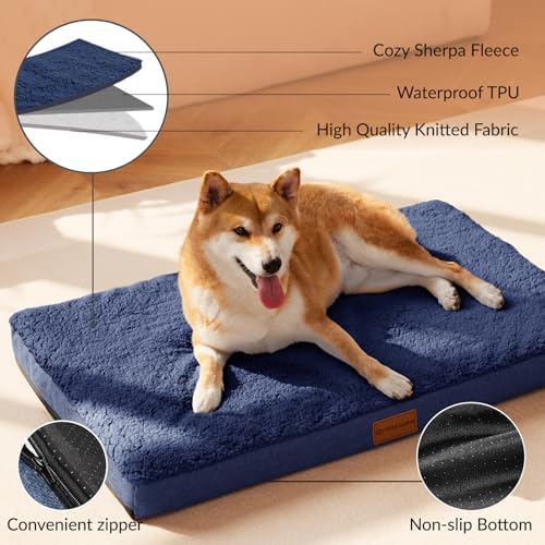 Patas Lague Orthopedic Large Dog Bed Pet Sofa Mat 48''X30'' Navy Blue - Image 3