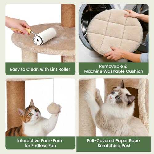 64 Inches Multi Level Cat Tree Tower Indoor Large Cats Furniture - Image 6