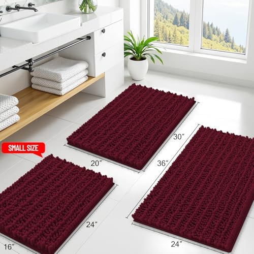 Smiry Bathroom Rugs 47X17, Extra Soft Rubber Backing Chenille Bath Mats - Image 2