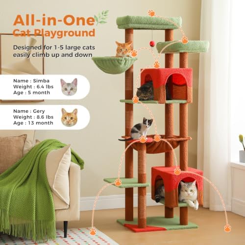 69" Tall Cat Tree for Indoor Cats Large Adult - Image 2