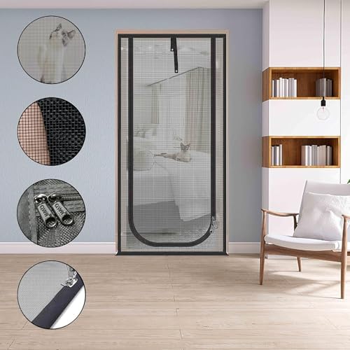 Upgraded Pet Screen Door, Fits Door Opening Size 34''x 83'', Thickened Cat - Image 3