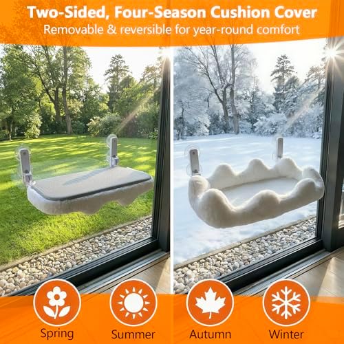 Homegroove Cat Window Perch, 24 x 12 Inch Foldable Cat Hammock - Image 6
