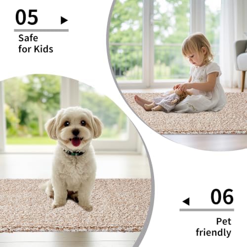 Disolla Beige & White Bathroom Rugs 20x32, Non-Slip Plush Thick Bath Mat - Image 6