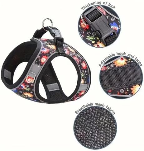 Step in Dog Harness No Pull Flower Adjustable Soft Mesh Harness - Image 2