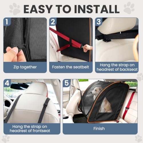 Dog Car Seat, Enclosed Carrier for Pets Travel Safety Dog Crate Soft-Sided - Image 7