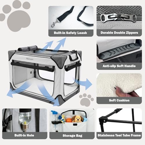 Collapsible Soft Dog Crate 30 Inch, Portable Travel Pet Crate - Image 5
