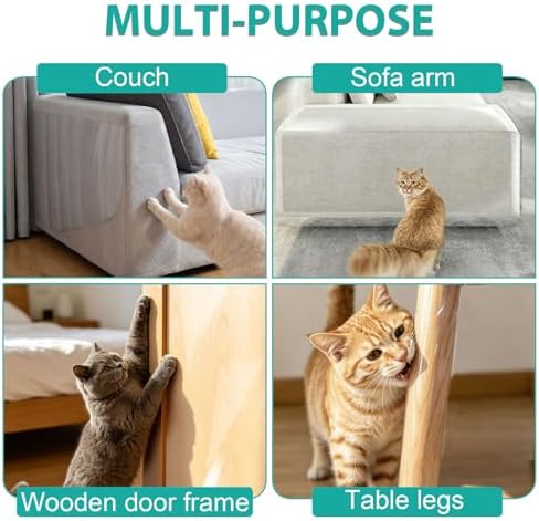 Cat Scratch Furniture Protector, 196.9" x 17.7" Thickened Transparent - Image 7