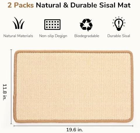 FUKUMARU 2 Packs Cat Scratching Mat, 19.6 x 11.8 Inch Cat Scratcher Pad - Image 2