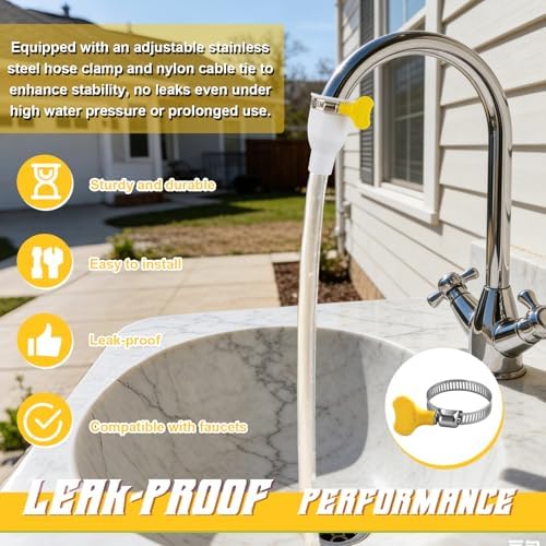 6.5ft Faucet Hose for Sink, Faucet to Garden Hose - Image 5