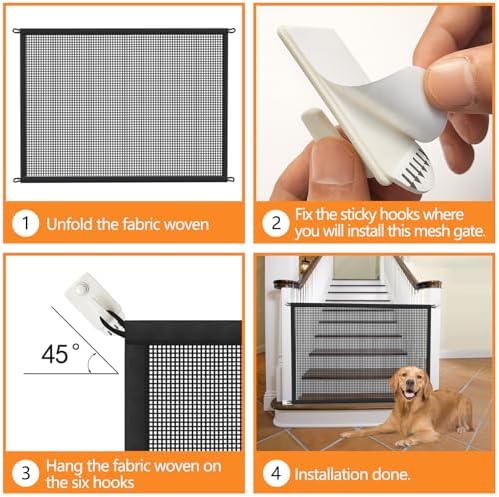 2-Pack Dog Gate for Stairs Pet Gates for The House: Dogs Screen Mesh Gate for - Image 4
