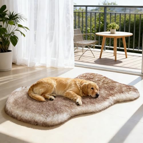 Faux Fur Dog Bed Rug for Large Dogs, Orthopedic Thick Foam 50"x30" by Unknown