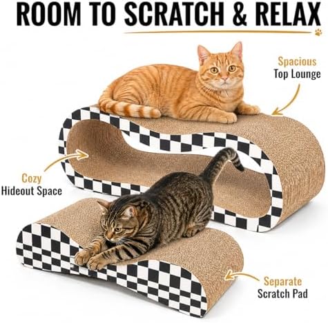 2 in 1 Large Cardboard Cat Scratcher Lounger, Cat Scratching Board - Image 4
