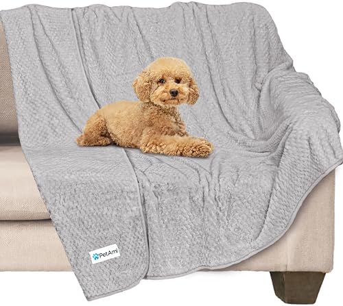 PetAmi Waterproof Dog Blanket, Leakproof Puppy Blanket, 40x60 Light Gray by PetAmi