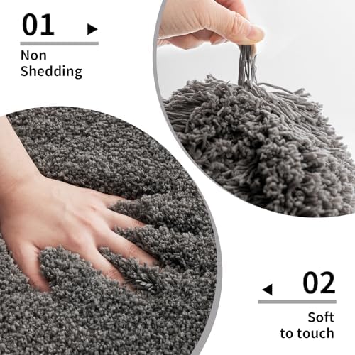 Disolla Dark Grey Bathroom Rugs 24x36, Non-Slip Plush Thick Bath Mat - Image 4
