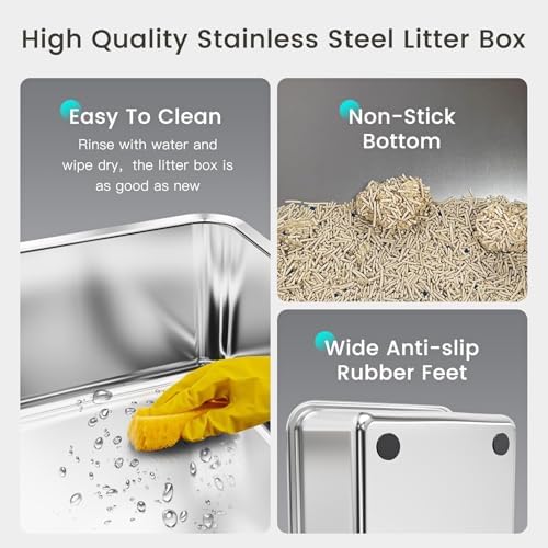 Tripamin 15” Stainless Steel Cat Litter Box Enclosure, XXL Stainless Steel High - Image 6