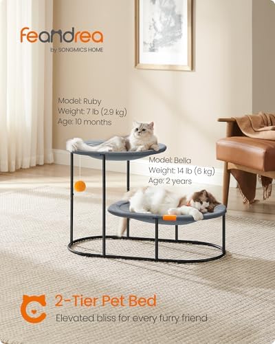 Feandrea 2-Tier Elevated Cat Bed, Breathable Hammock, Washable Mesh - Image 2