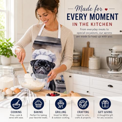 Caroline's Treasures Pug The Chef Apron Cooking Kitchen Server Baking Crafts - Image 6