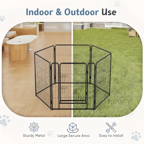 DUMOS Dog Playpen 24 Inch 6 Panels Indoor Outdoor Metal Pet Fence - Image 4