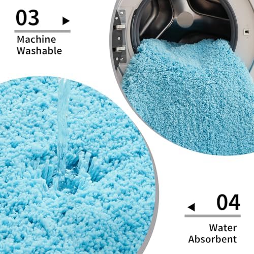 Disolla Teal Bathroom Runner Rug 24x59, Soft Plush Large Bath Mat - Image 5