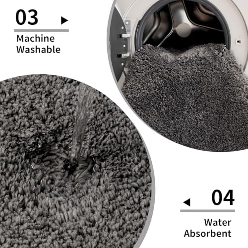 Disolla Dark Grey Bathroom Rugs 17x24, Non-Slip Plush Small Bath Mat - Image 5